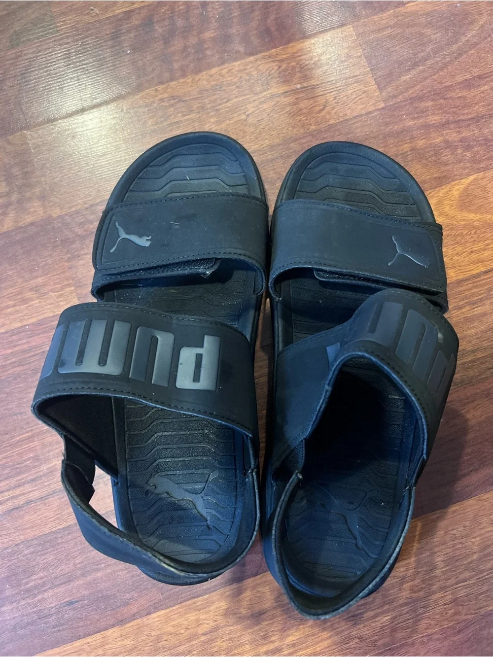 Puma Black Dual-Strap Slide Sandals